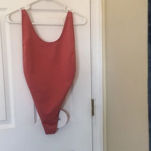 Coral open back bodysuit